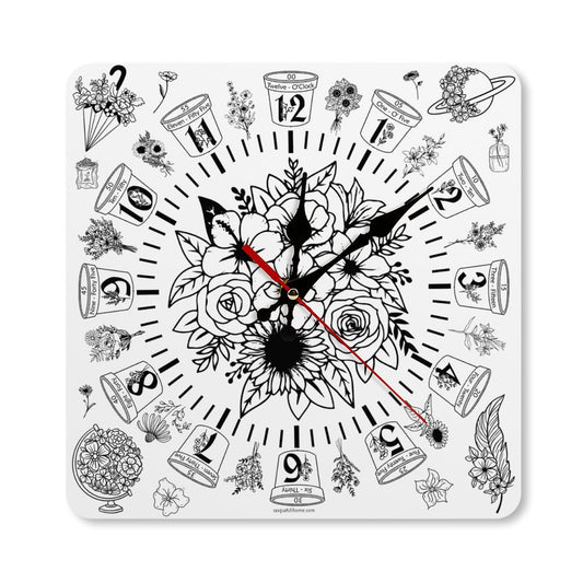 Flowers Square Wall Clock