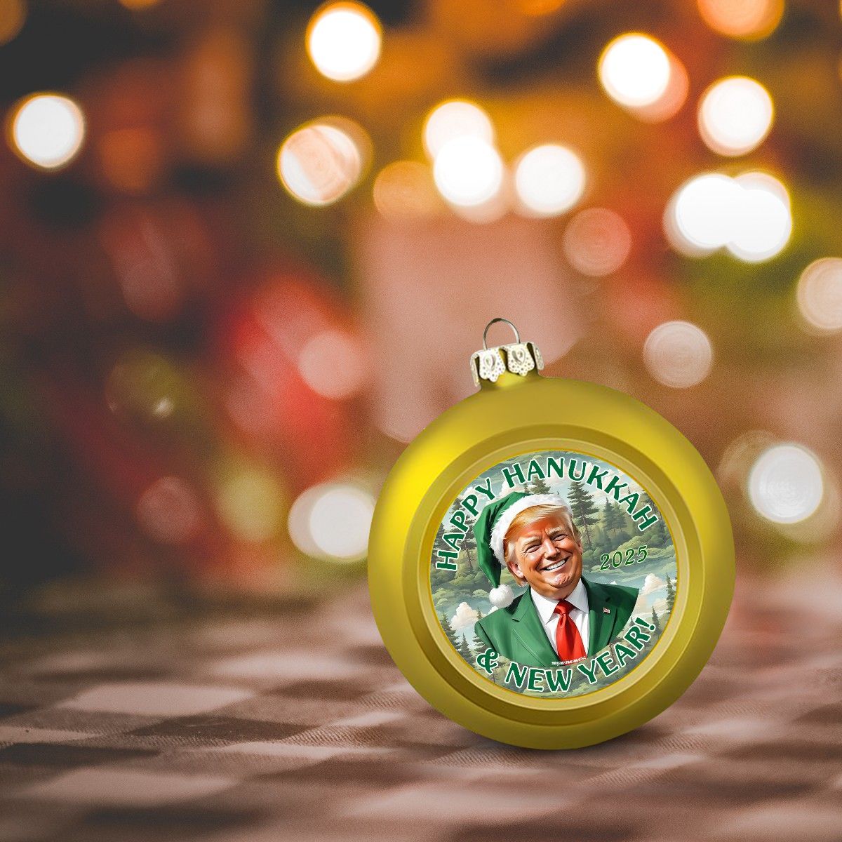 Donald Trump "Happy Hanukkah" Ball Ornament, Tree Decoration, Holiday Décor