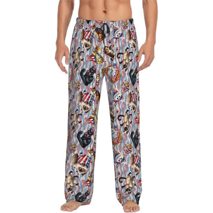 8 Patriotic Designs, Men’s Polyester, Drawstring, Pajama Pants