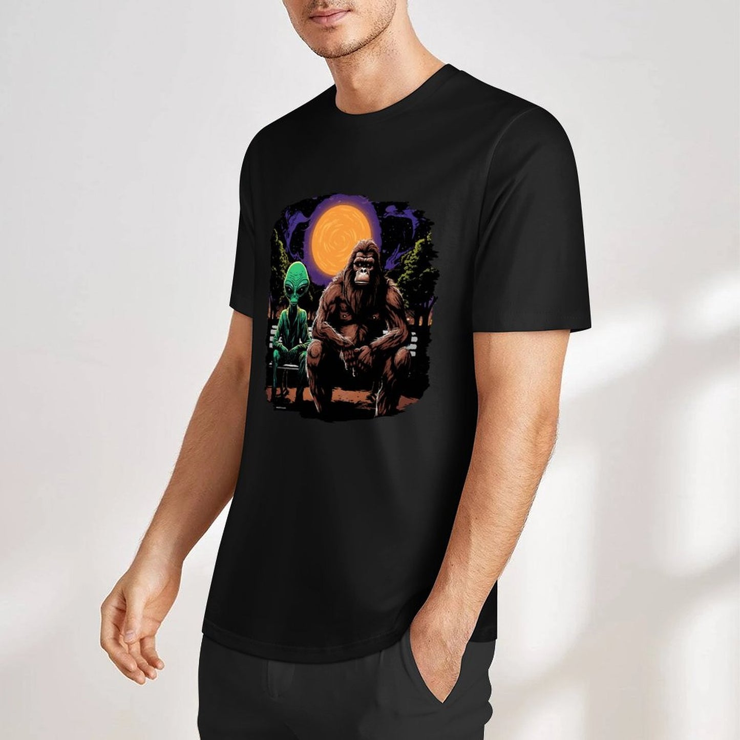 Bigfoot - Sasquatch & Alien Short Sleeve Cotton T-Shirt