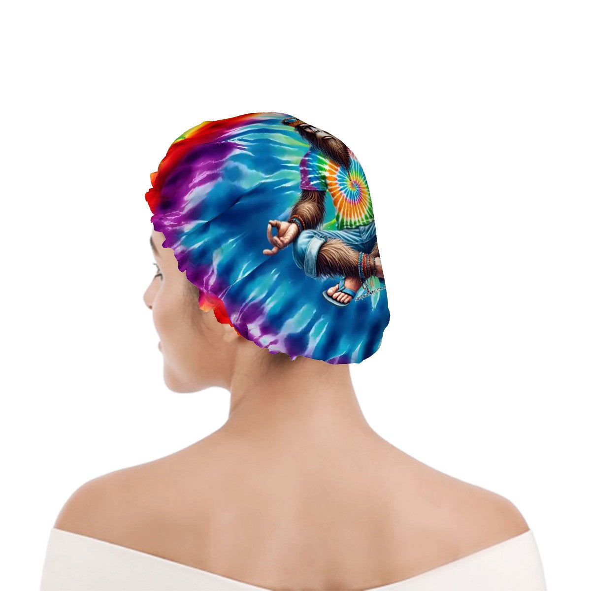 Yoga Bigfoot / Sasquatch, Reusable Shower Cap