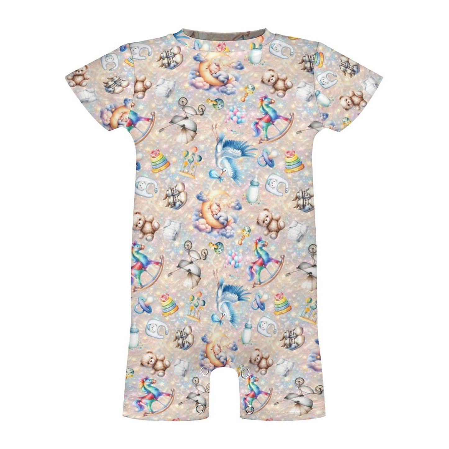 Welcome Baby, Faux Cotton Short Sleeve Baby Bodysuit Romper