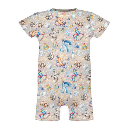 Welcome Baby, Faux Cotton Short Sleeve Baby Bodysuit Romper