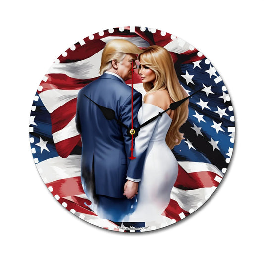 Donald & Melania Trump, Wooden Wall Clock