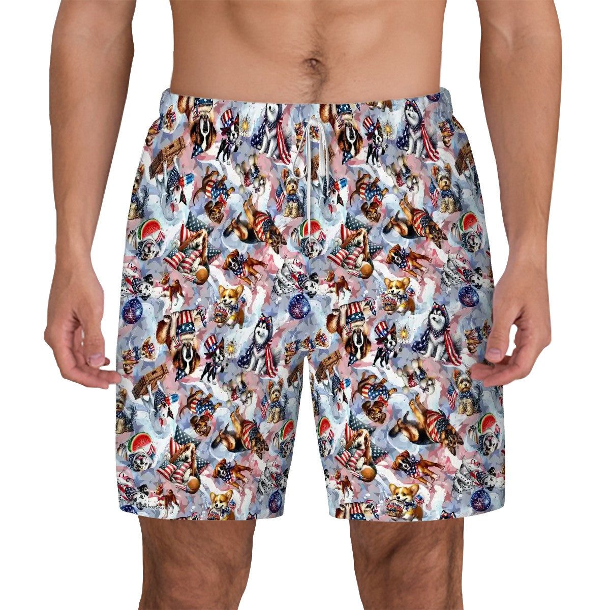 8 Patriotic Designs, Men Beach Shorts / Swim trunks with 4 Pockets