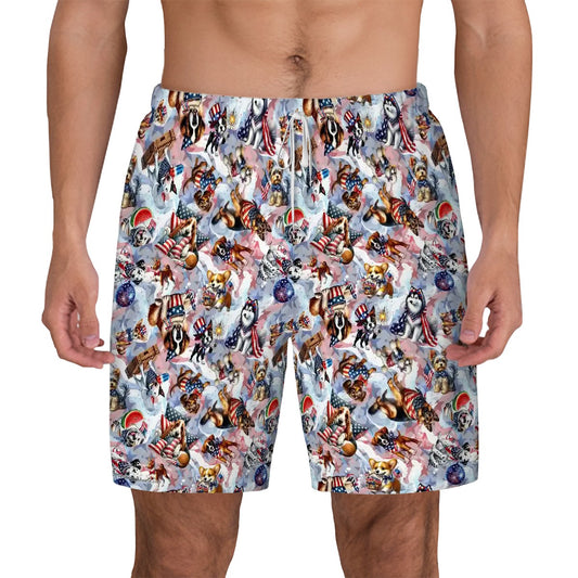 8 Patriotic Designs, Men Beach Shorts / Swim trunks with 4 Pockets