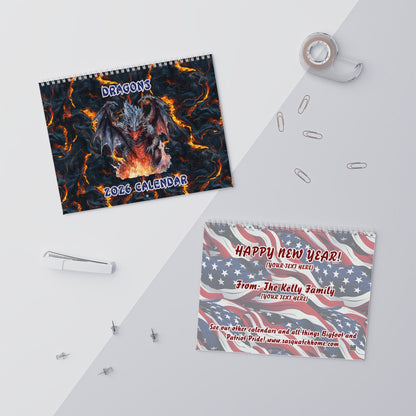 Dragons, 2026 8x11 inch Wall Calendar Personalize As Gift Home Decor, Gift for Holidays, Office Organization