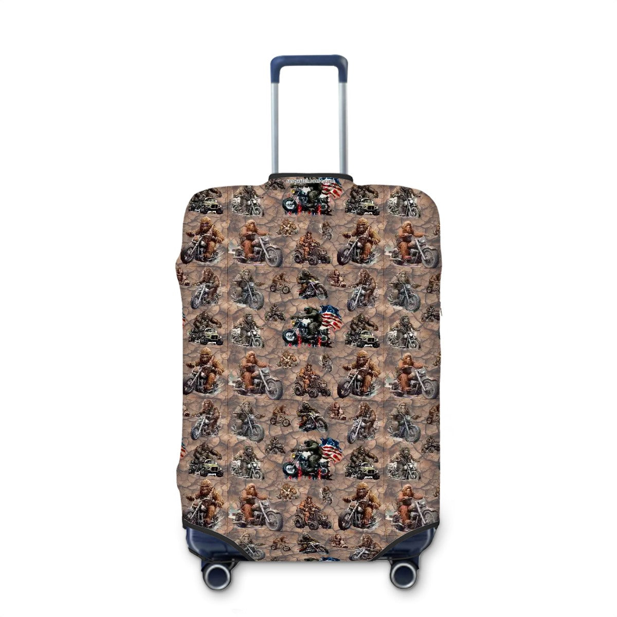 Biker Sasquatch Bigfoot Polyester Luggage Cover / Protector (With Belt)