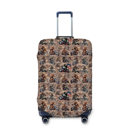 Biker Sasquatch Bigfoot Polyester Luggage Cover / Protector (With Belt)