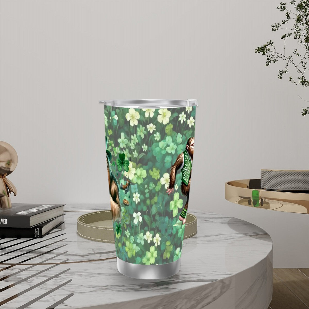 Sasquatch "Leprechaun", Themed 40 oz Travel Coffee Mug with a Straw