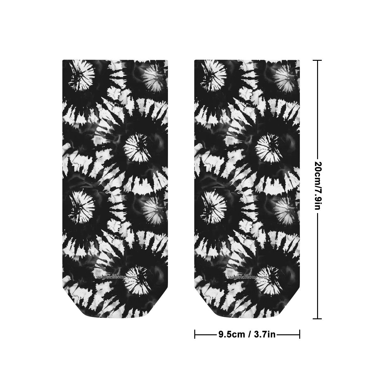 19 Tie Dye Designs, 8” Poly Ankle Socks