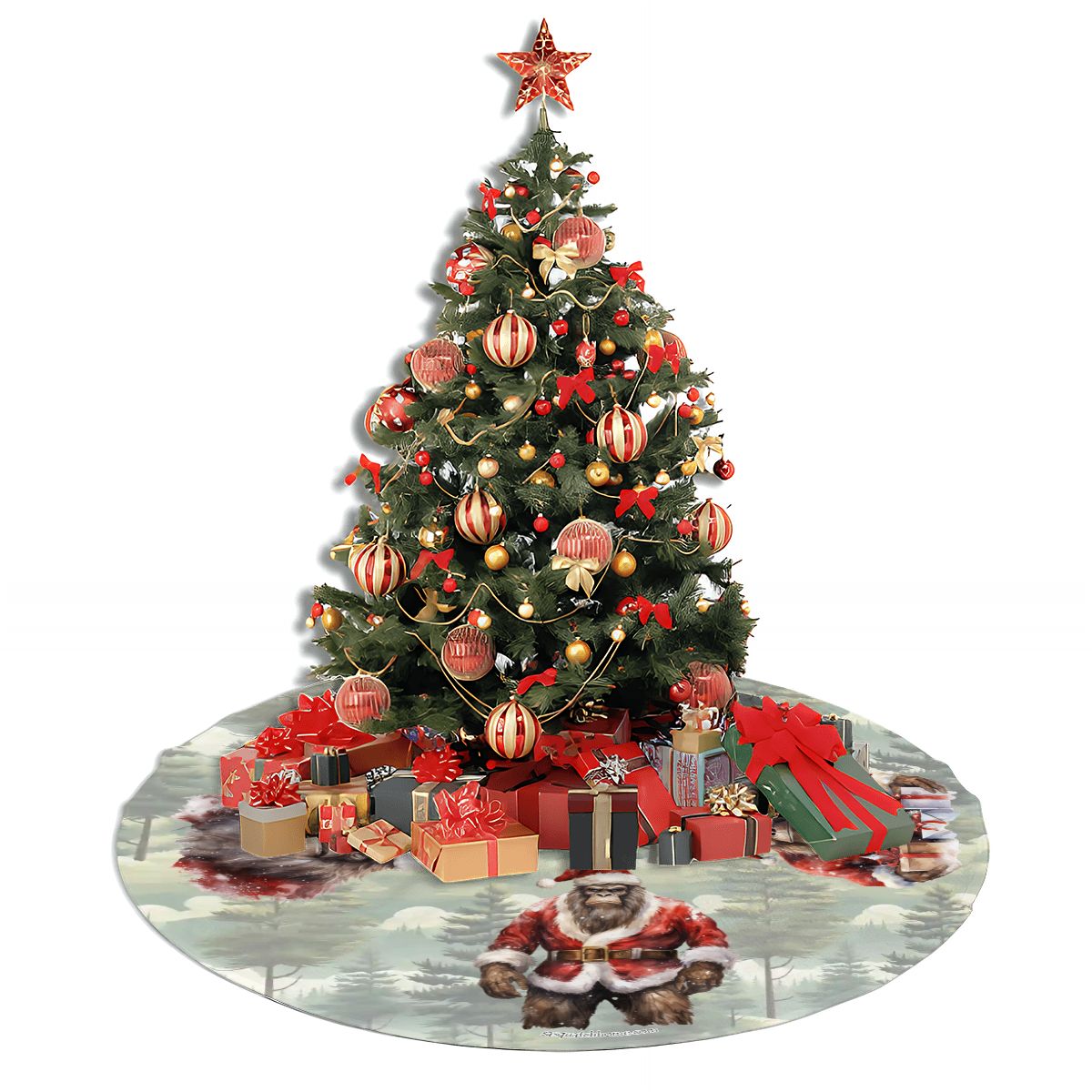 Traditional Sasquatch Bigfoot, Plush Christmas Tree Skirt – 3 Sizes