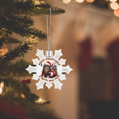Bigfoot, Sasquatch Christmas Snowflake Ornament - "Merry Squatchmas"