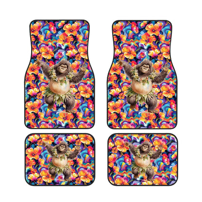 Hawaiian Dancing Bigfoot / Sasquatch Designs, 4 Piece Auto Floor Mats