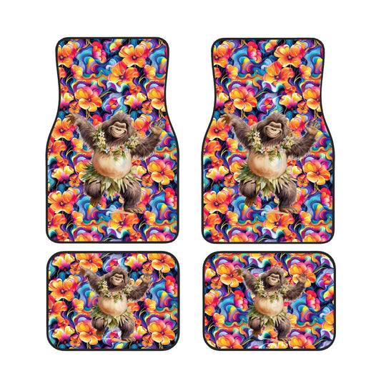 Hawaiian Dancing Bigfoot / Sasquatch Designs, 4 Piece Auto Floor Mats