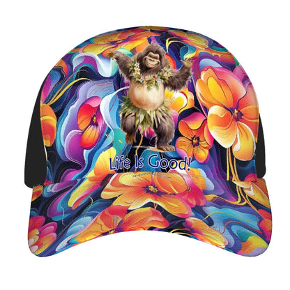 Bigfoot, Sasquatch, "Life is good", Dancing Baseball Cap, Polyester Twill