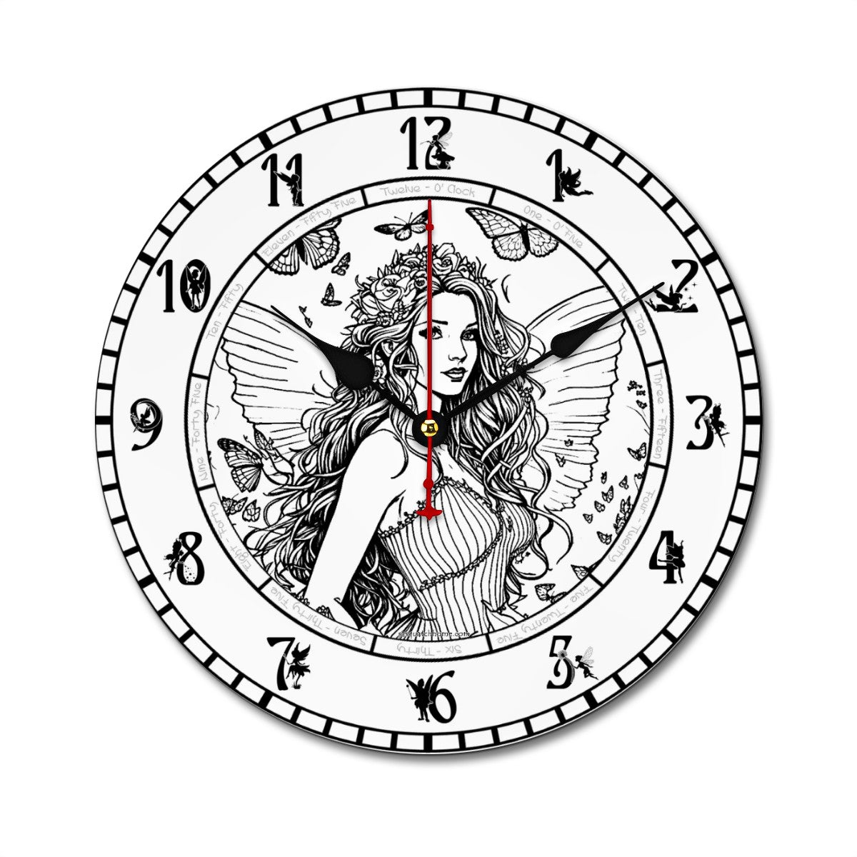 Fairy Themed, Round Wooden Wall Clock