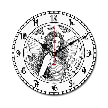 Fairy Themed, Round Wooden Wall Clock