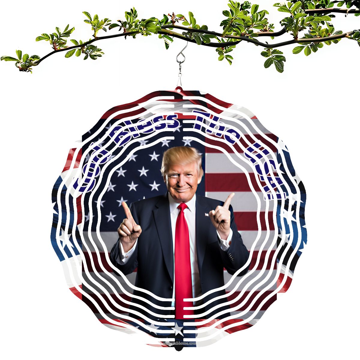 Donald Trump, US Made Hanging Metal 3D Wind Spinner, Ornament