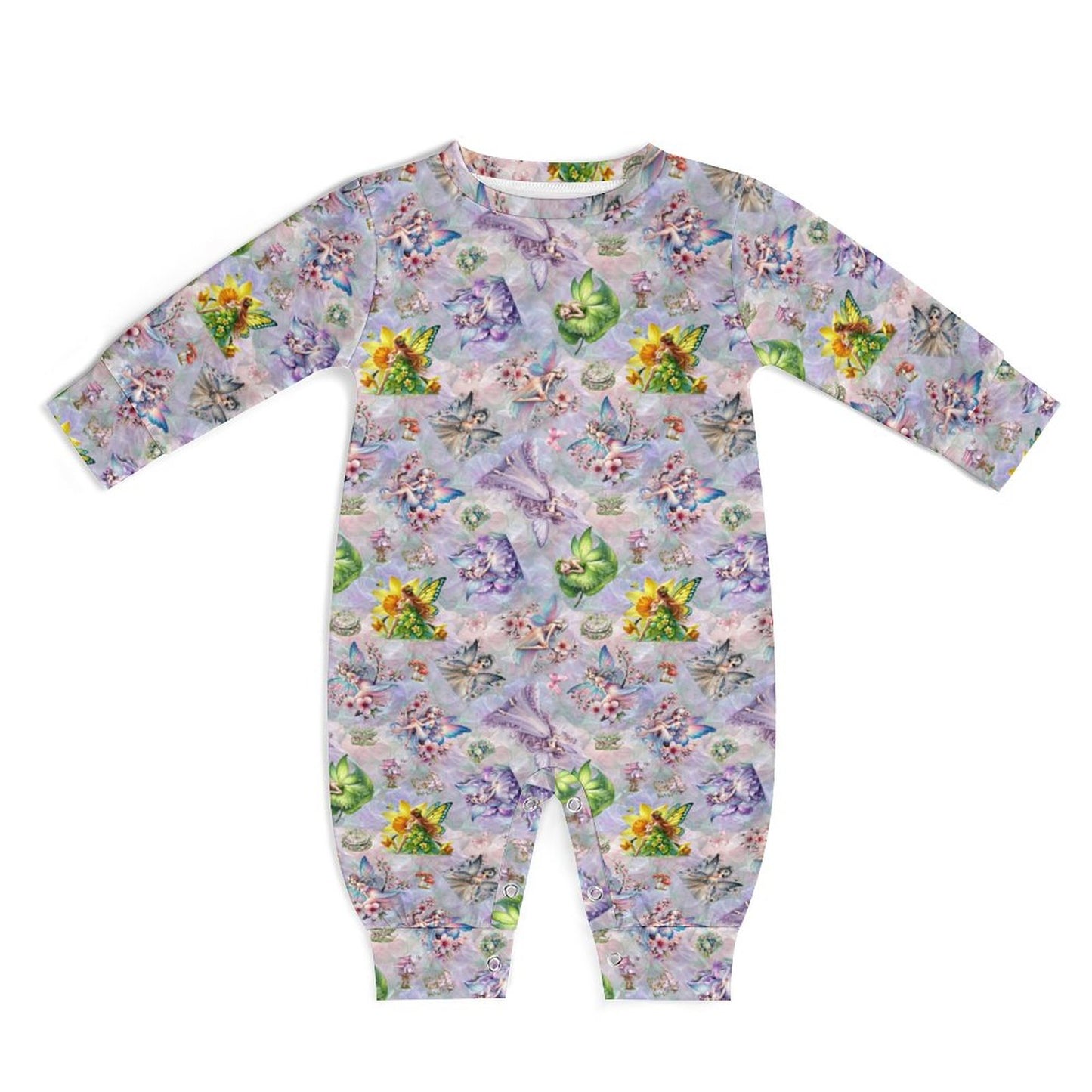 6 Fairy Designs, Long Sleeve Baby / Toddler Romper, Faux Cotton