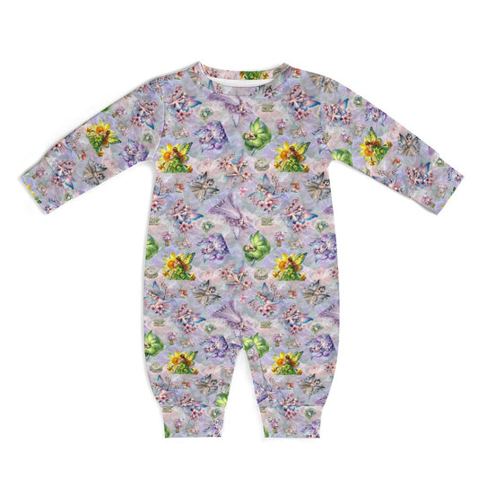 6 Fairy Designs, Long Sleeve Baby / Toddler Romper, Faux Cotton