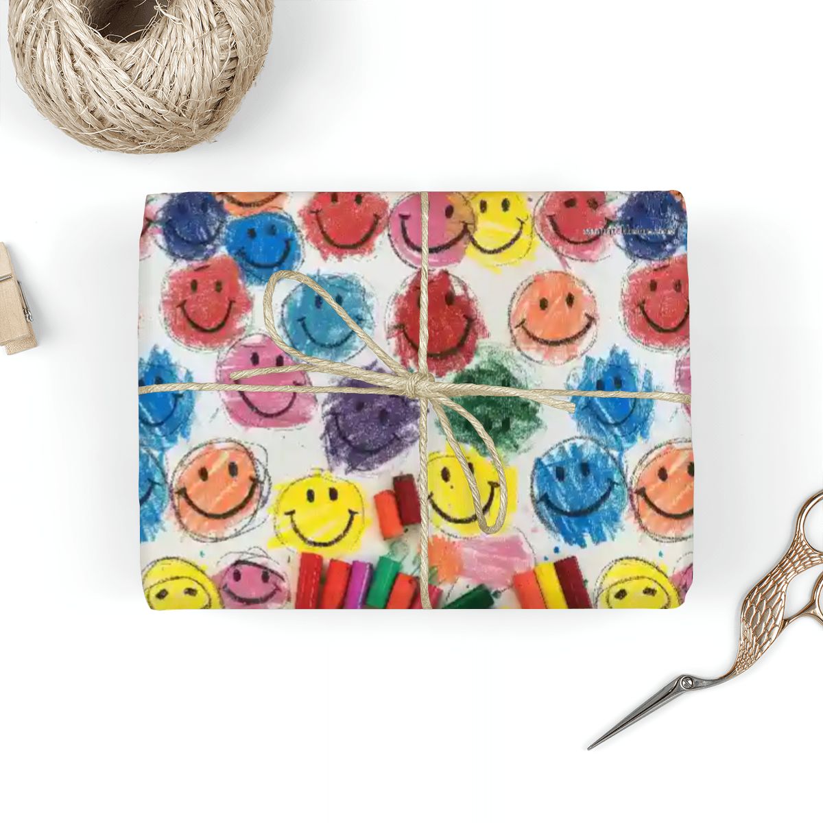 Child Drawing Smileys, 3 Pack Gift Wrapping Paper Sheets