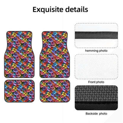 10 Beautiful Flower Designs, 4 Piece Auto Floor Mats