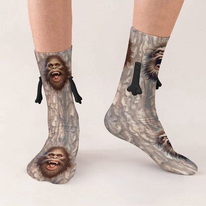 Bigfoot / Sasquatches, Magnetic Holding Hands Funny Socks