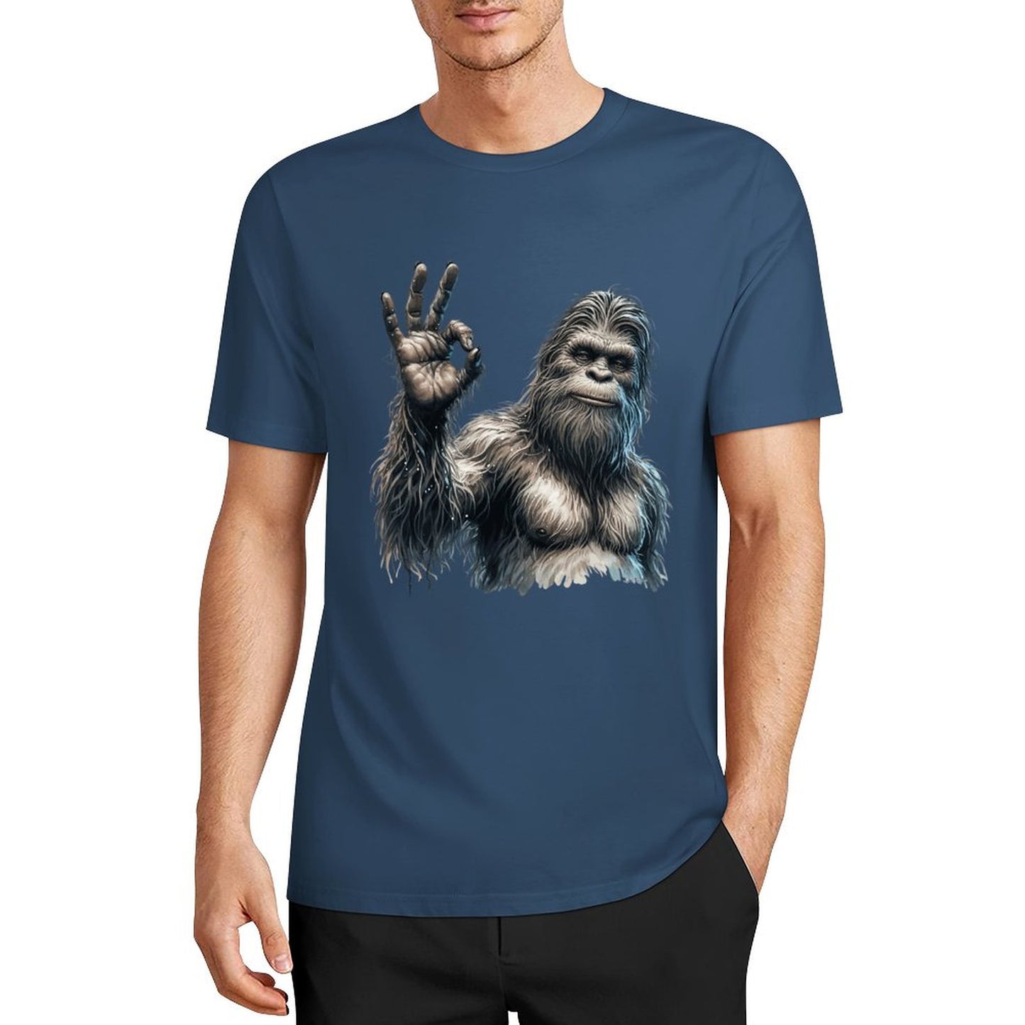 Bigfoot - Sasquatch "Ok" Short Sleeve Cotton T-Shirt
