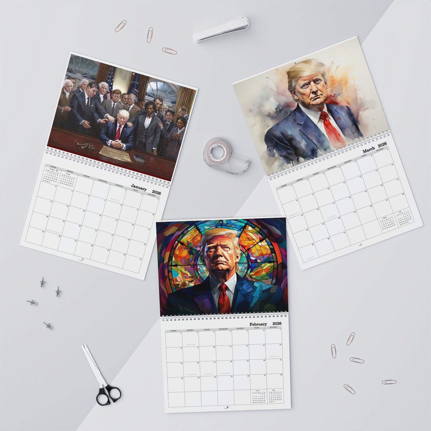 Donald Trump, MAGA  2026 8x11 inch Wall Calendar  Personalize It! Home Decor, Gift for Holidays, Office Organization