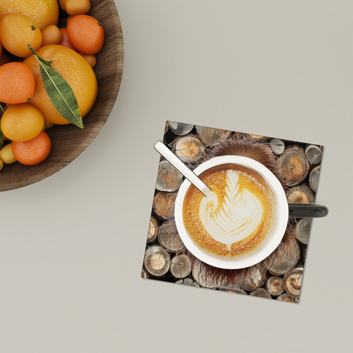 Bigfoot / Sasquatch Faces, 6 Ceramic Coasters w metal stand