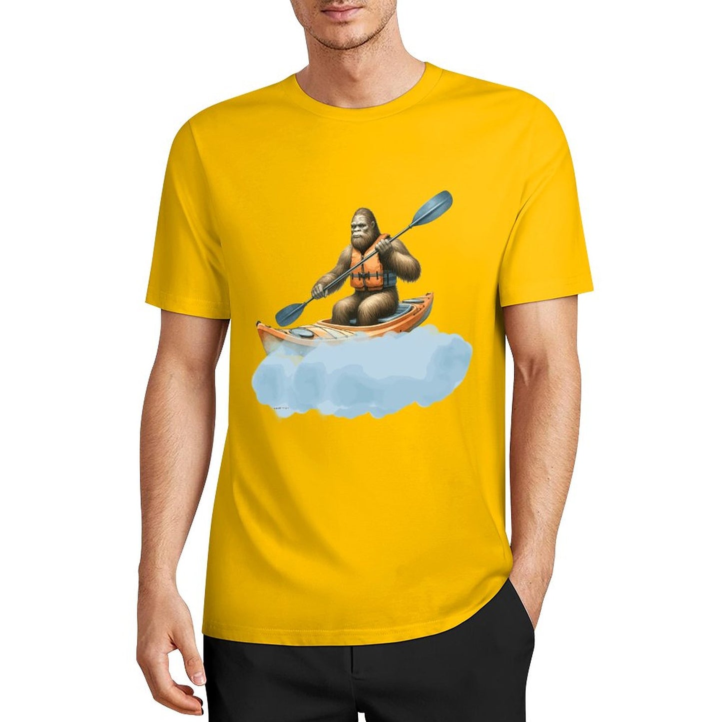Bigfoot - Sasquatch Kayaking Short Sleeve Cotton T-Shirt