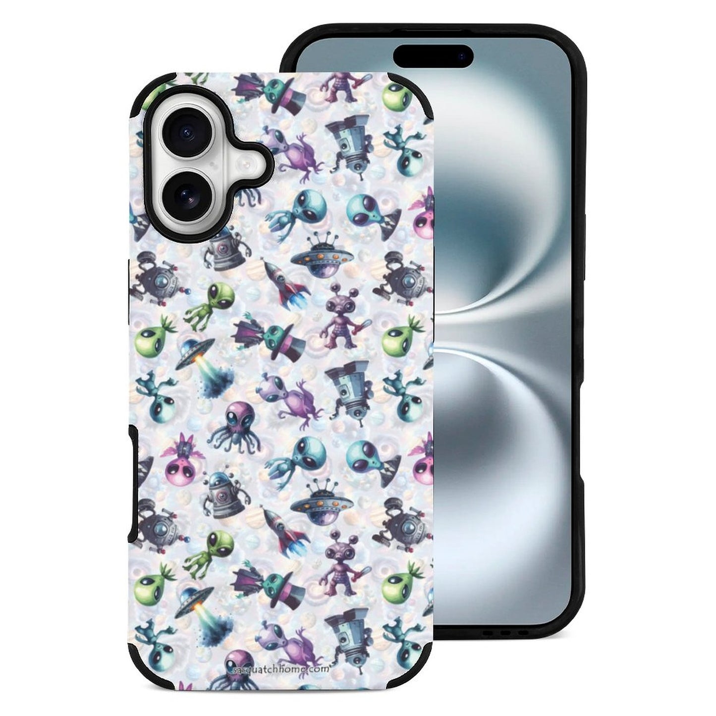 6 Alien Designs, Microfiber iPhone 16 Cases