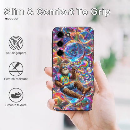 Hippie Bigfoot  / Sasquatch Blowing Bubbles, Samsung S23 Series TPU Cell Phone Case