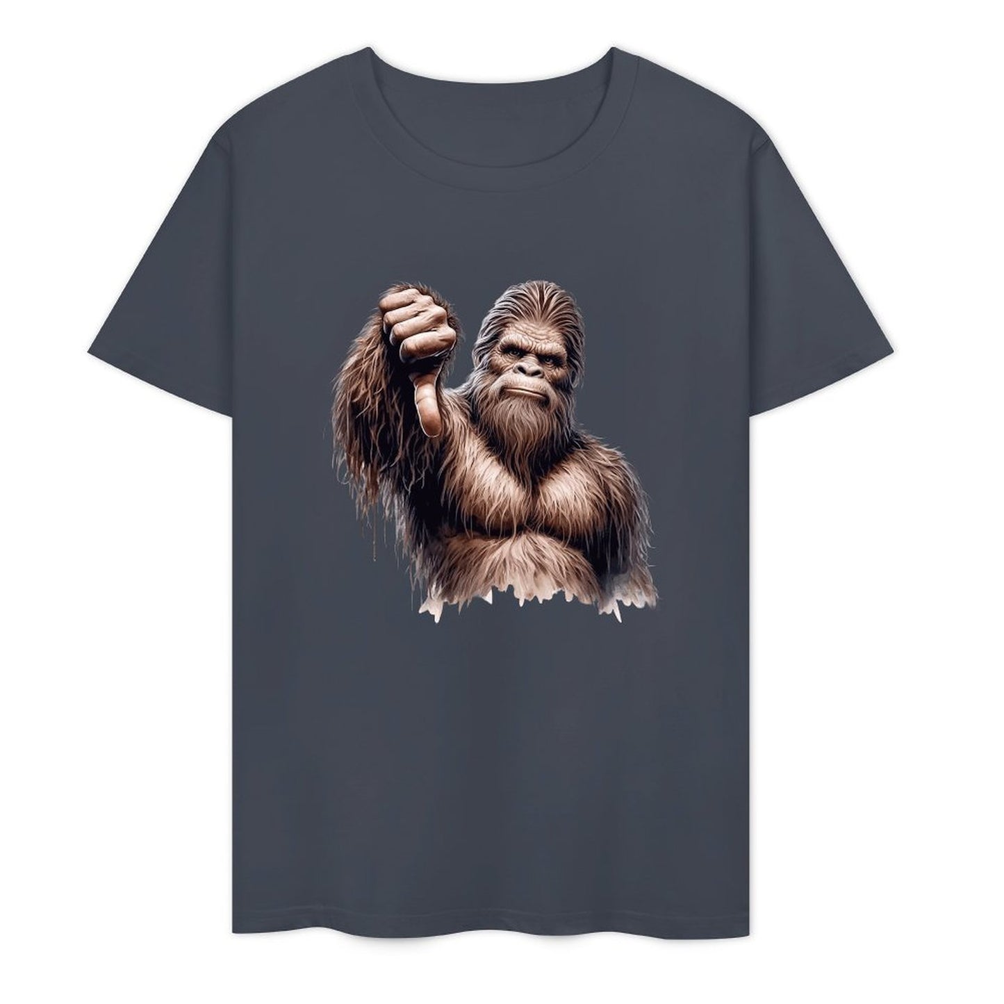 Bigfoot - Sasquatch Thumb Down Short Sleeve Cotton T-Shirt