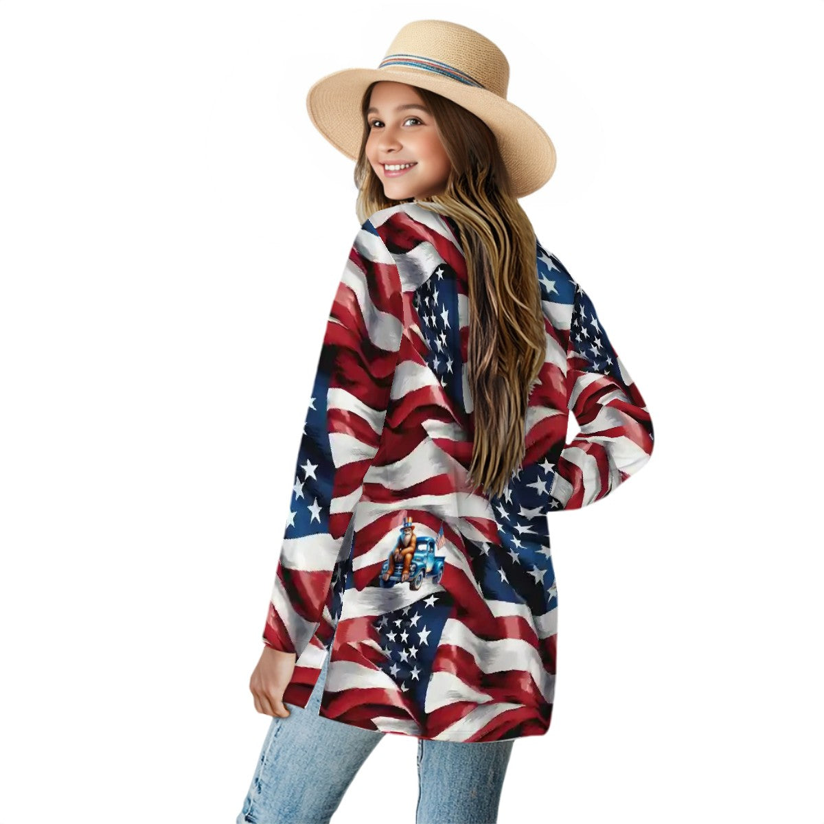 US Flag, Women's Long-Sleeved Cardigan