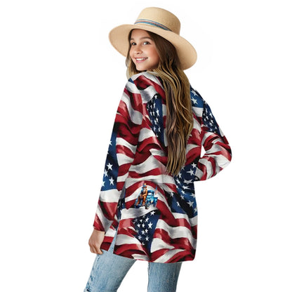 US Flag, Women's Long-Sleeved Cardigan