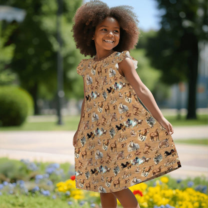 10 Animal Designs, Girl's Flutter Sleeve Nightgown