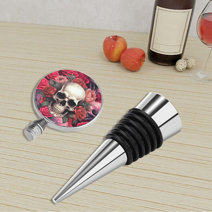 Skull on Roses, Wine Bottle Stopper