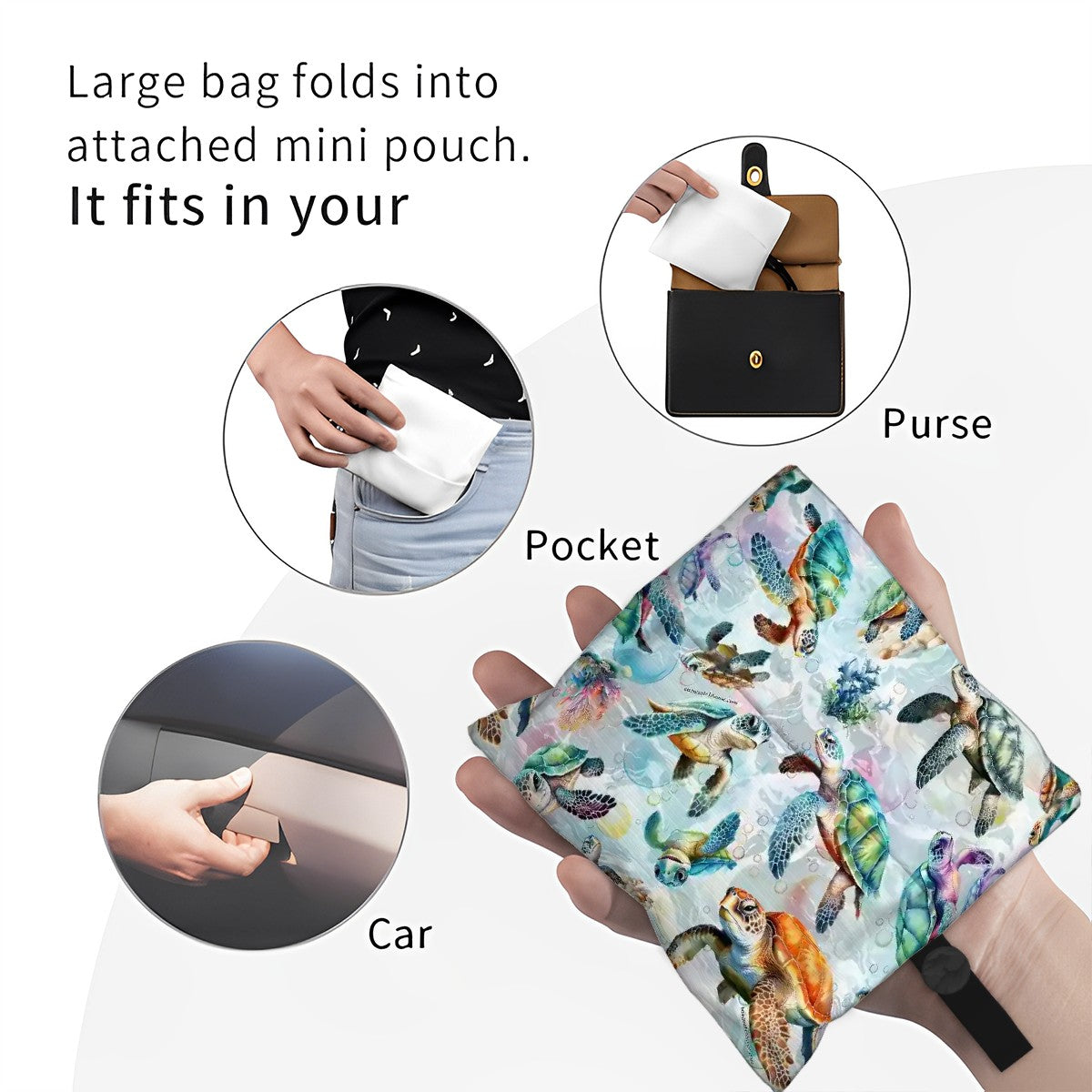 10 Animal Designs, Reusable Folding Bag