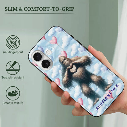 Bigfoot Sasquatch Heart Hands, iPhone 17 TPU Black Phone Case