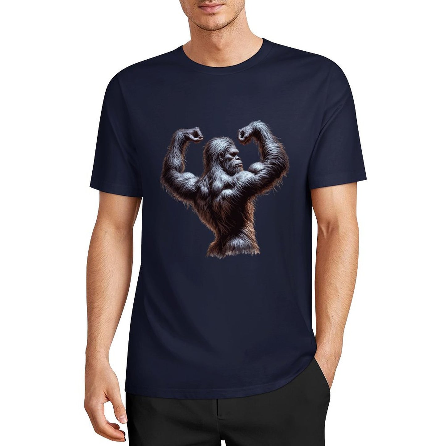 Bigfoot - Sasquatch Double Muscle Short Sleeve Cotton T-Shirt