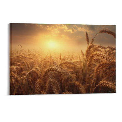 Wheat Sunset, Vintage Framed Canvas Art - 2 Sizes – Made in the USA