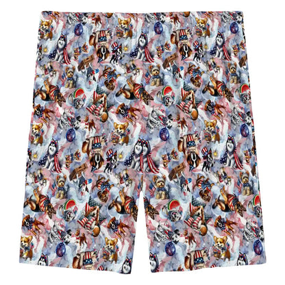 8 Patriotic Designs, Men’s Polyester, pocketed, pajama Shorts