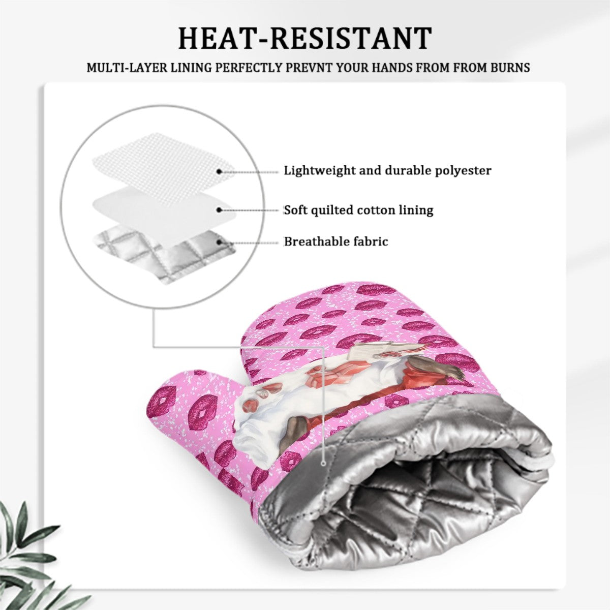 Set of 2 Silicone Heat Resistant Oven Mitts - Bigfoot, Sasquatch Valentine