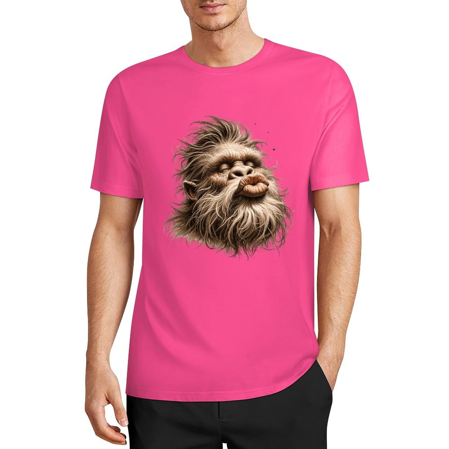 Bigfoot - Sasquatch Kissy Face Short Sleeve Cotton T-Shirt