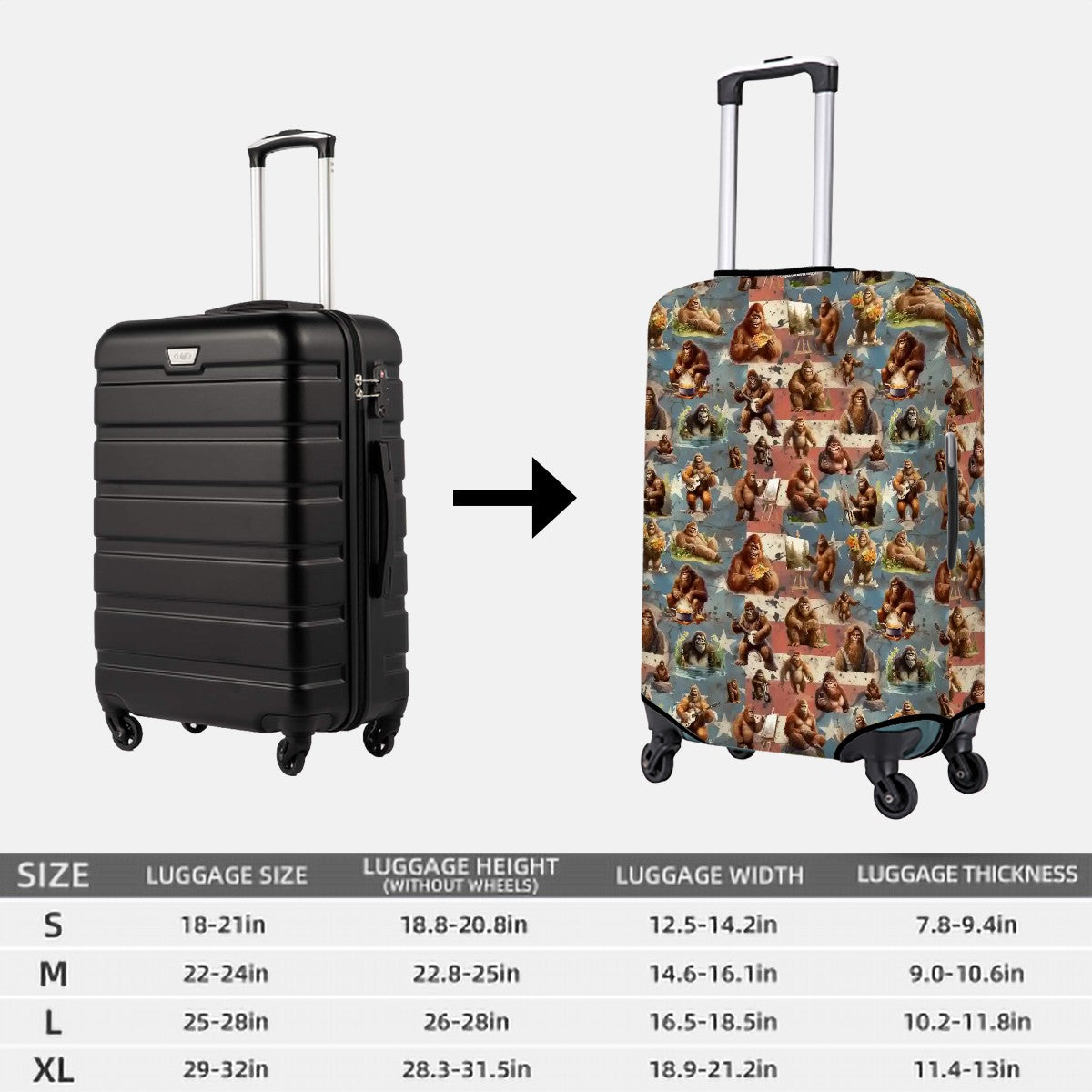 Summer Sasquatch Bigfoot Polyester Luggage Cover / Protector (With Belt)