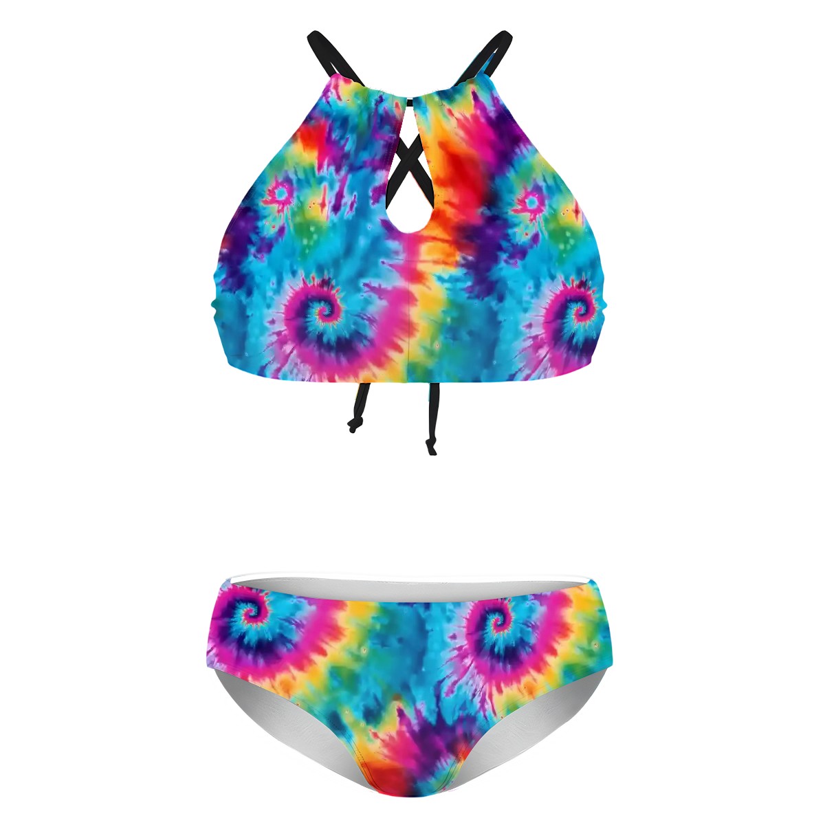 19 Tie Dye Designs, Plus Size High-Waisted Bikini Customized Services