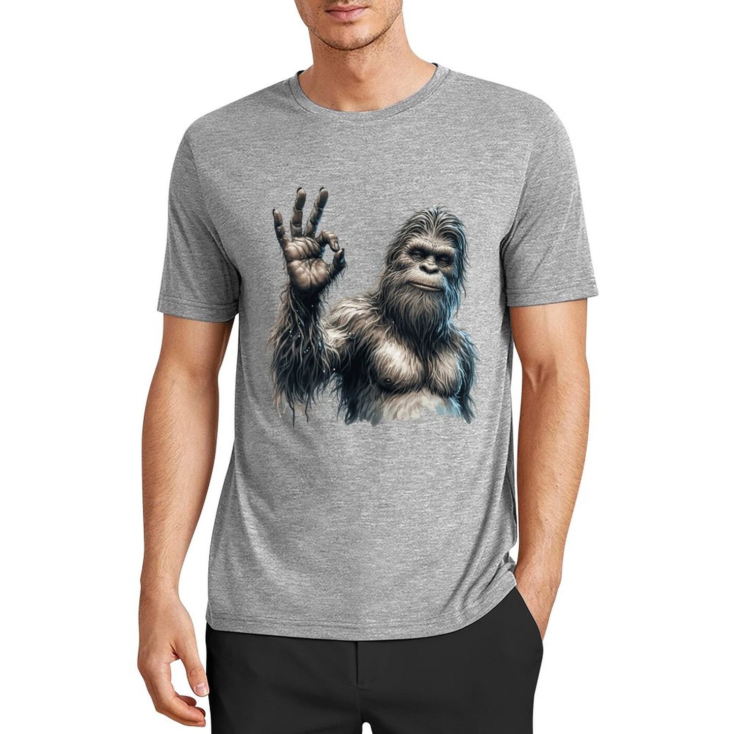 Bigfoot - Sasquatch "Ok" Short Sleeve Cotton T-Shirt