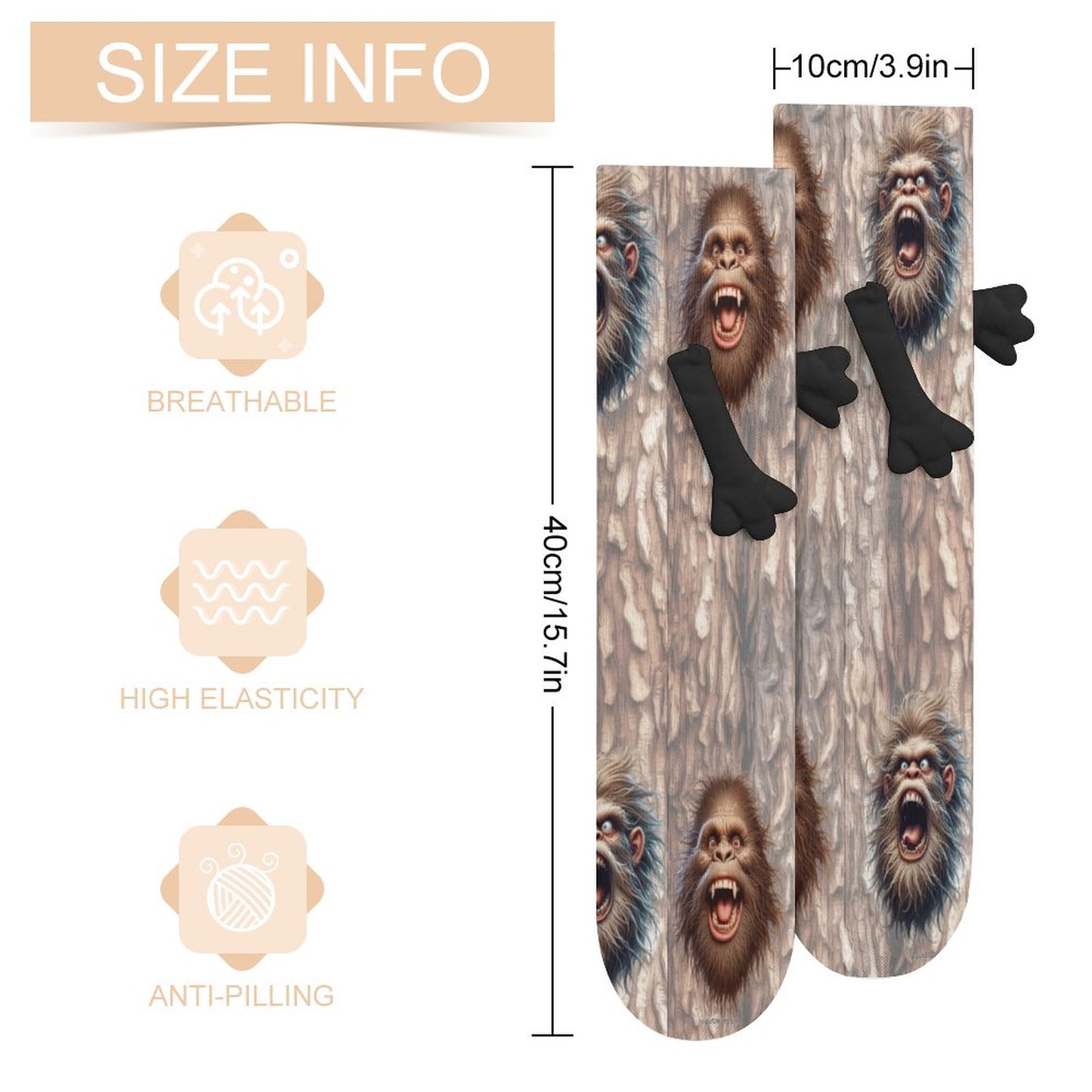 Bigfoot / Sasquatches, Magnetic Holding Hands Funny Socks